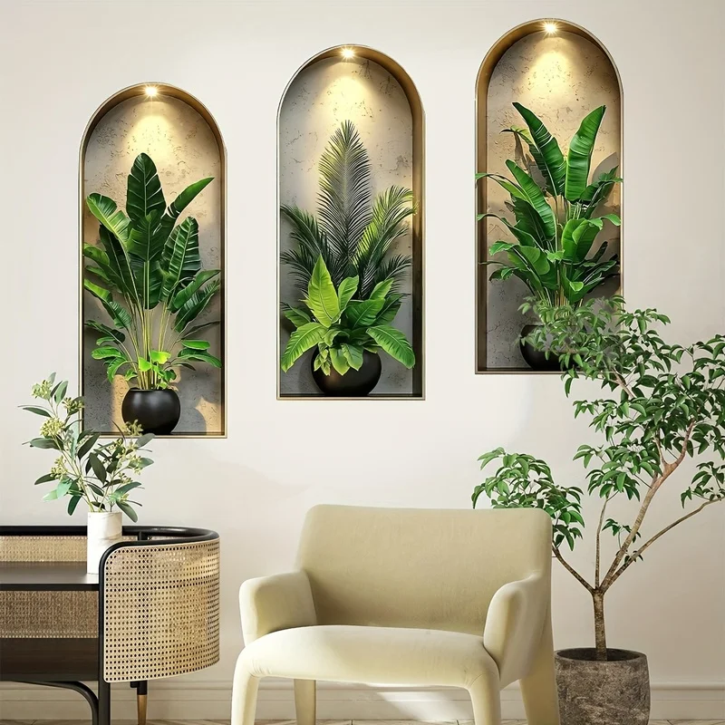 Plantio Wandsticker-Set – Selbstklebende PVC-Aufkleber für Innenwände (3-teilig)