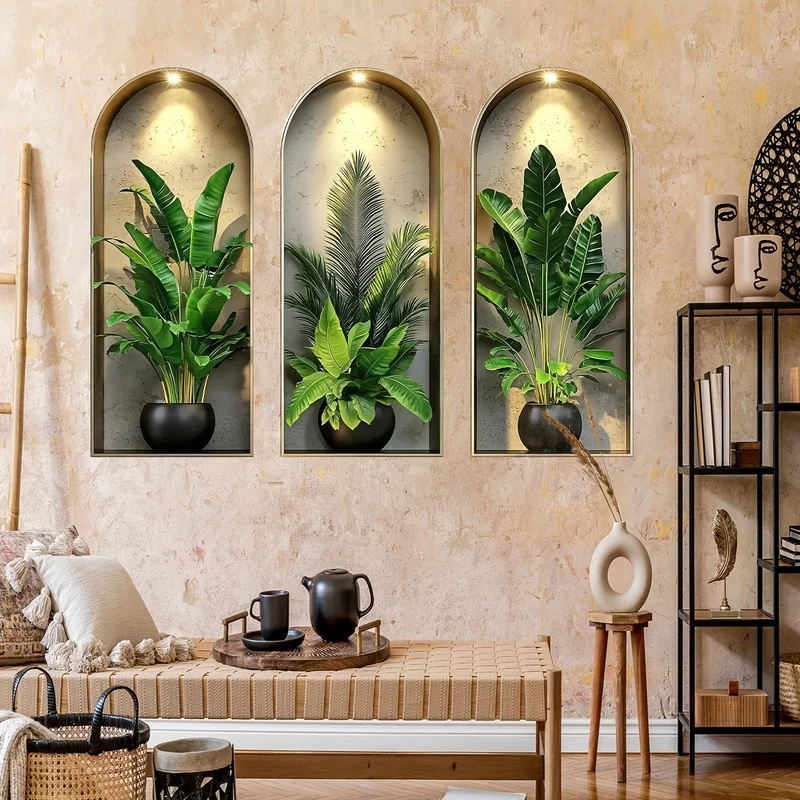 Plantio Wandsticker-Set – Selbstklebende PVC-Aufkleber für Innenwände (3-teilig)
