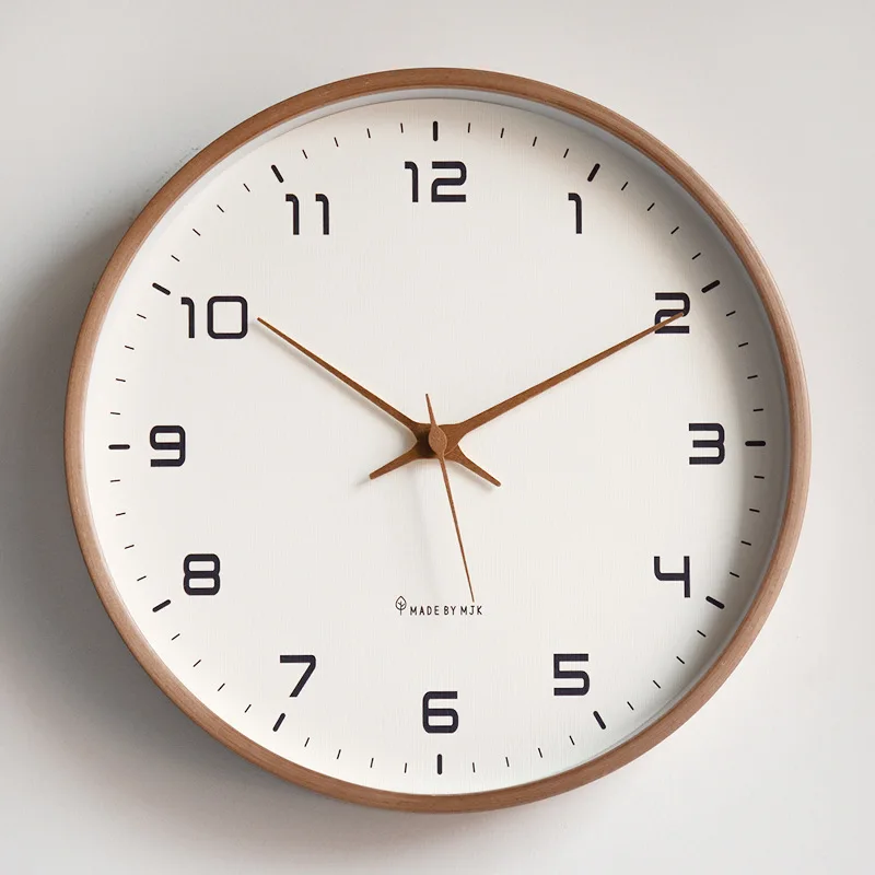 Nordello Holz-Wanduhr – Runde geräuscharme Quarzuhr (verschiedene Größen)