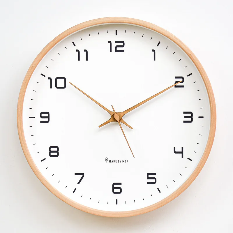 Nordello Holz-Wanduhr – Runde geräuscharme Quarzuhr (verschiedene Größen)