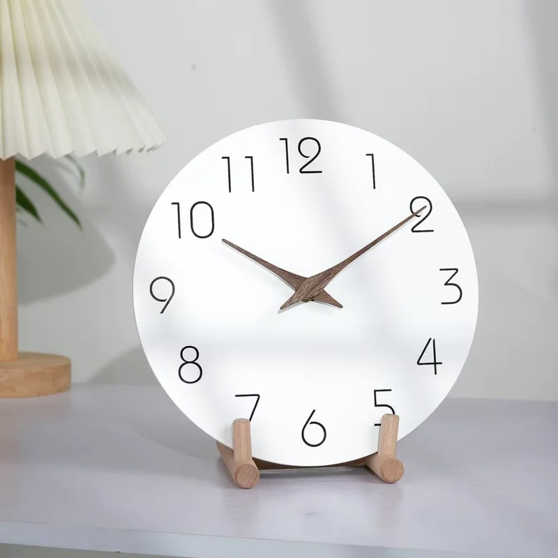 Timero Holz-Wanduhr – Runde geräuscharme Quarzuhr