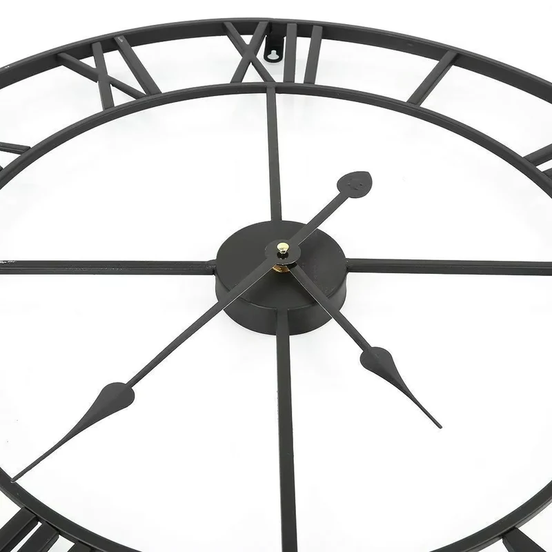 Rundaro Metall-Wanduhr – Runde Quarzuhr mit römischen Ziffern (40 cm)