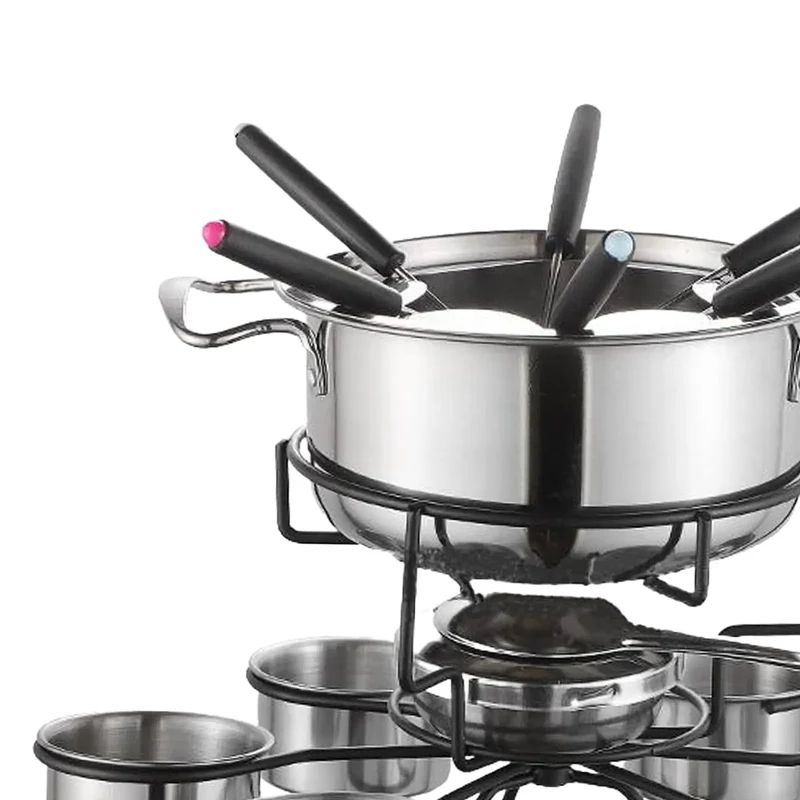 Culvion Fondue-Set – Edelstahl-Schmelztopf mit Teelichtbetrieb