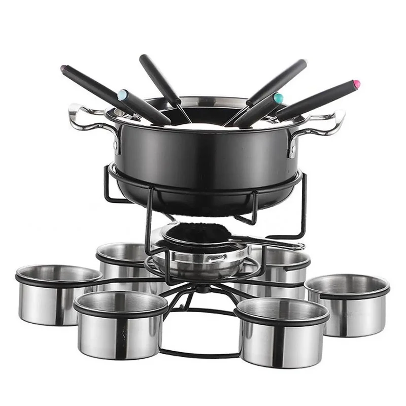 Culvion Fondue-Set – Edelstahl-Schmelztopf mit Teelichtbetrieb