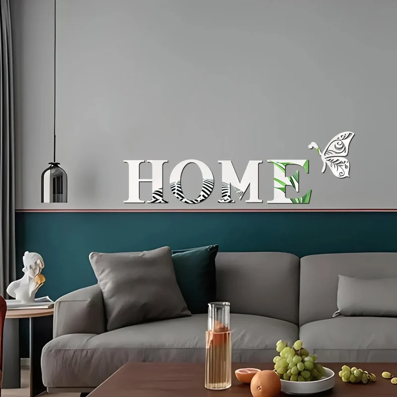 Mirano Wanddekoration – 3D-Spiegel-Wandaufkleber „HOME“