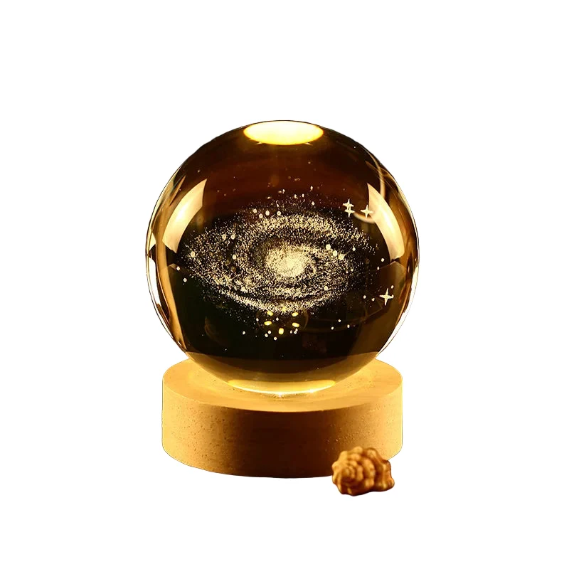Selena Kristallkugel – Glaslampe mit Mond-, Galaxie-, Saturn- und Sonnensystem-Motiv