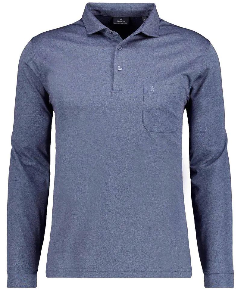 Softknit-Poloshirt uni, Langarm