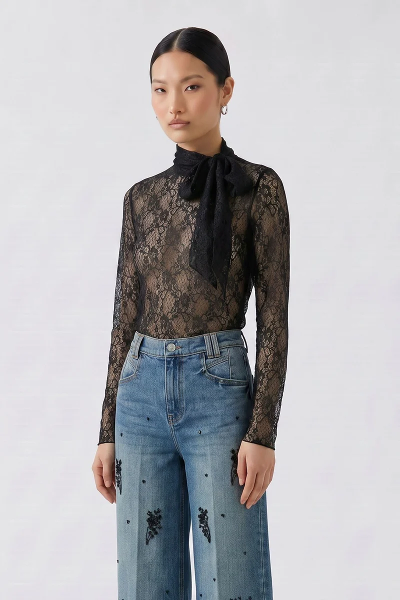 Langarmshirt Spitze