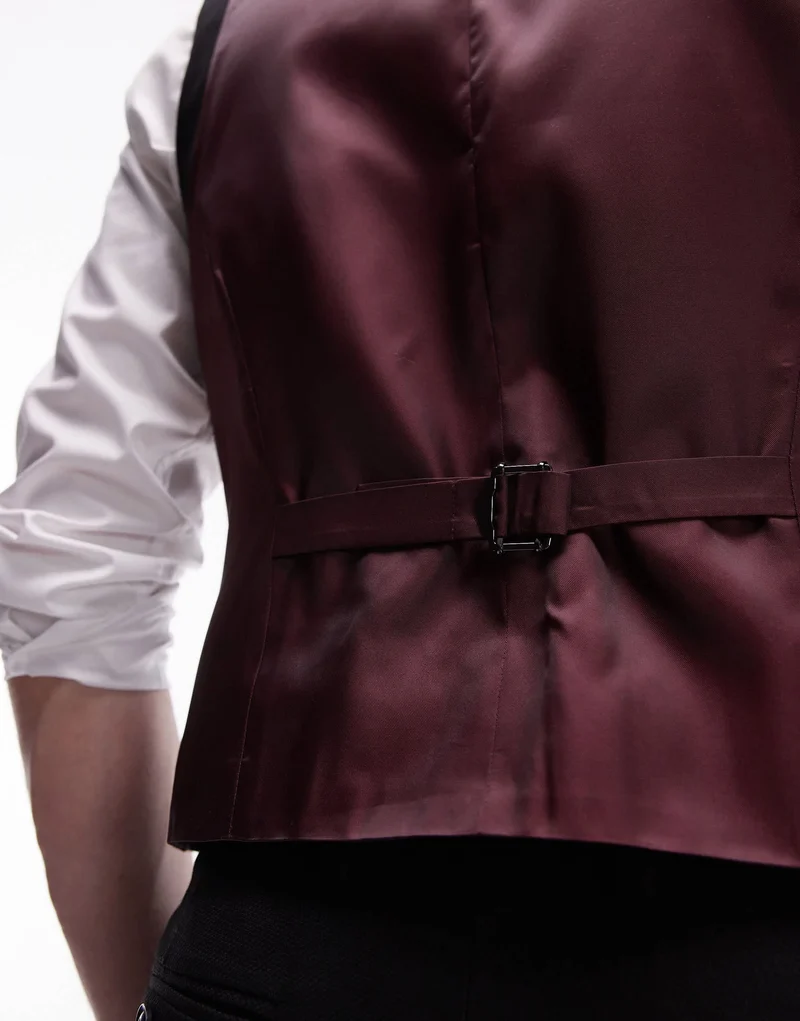 Topman textured suit waistcoat in black