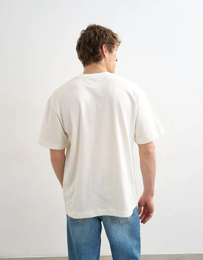 Topman relaxed fit t-shirt with things are looking up embroidery in ecru