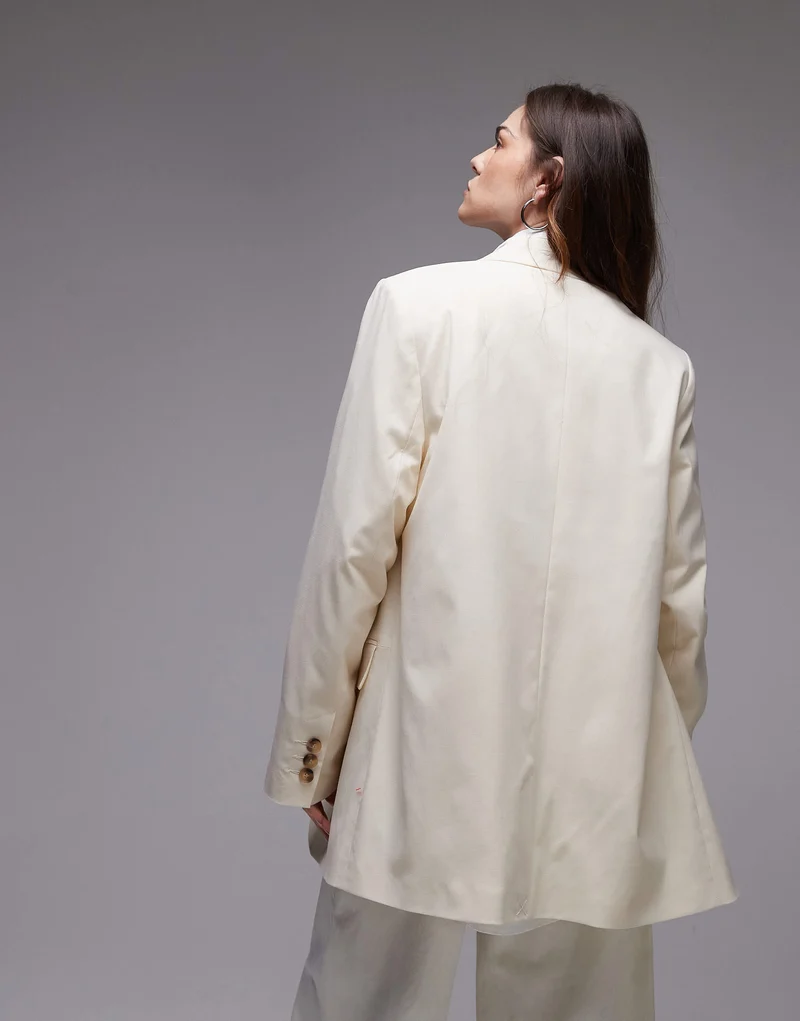 Topshop tonic high break tailored blazer in cream