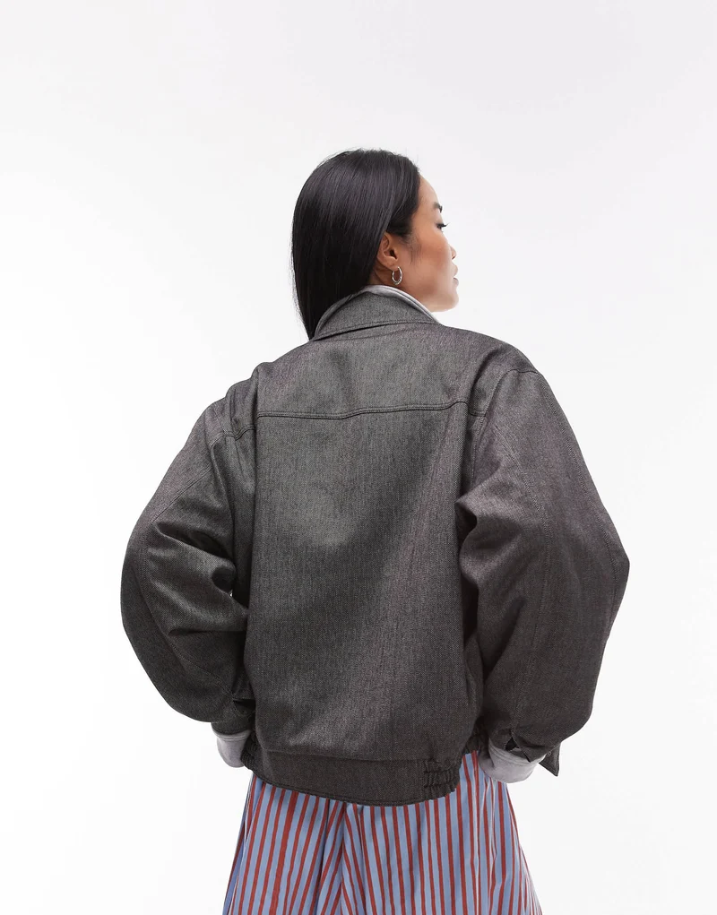 Topshop co-ord tailored bomber style jacket in charcoal