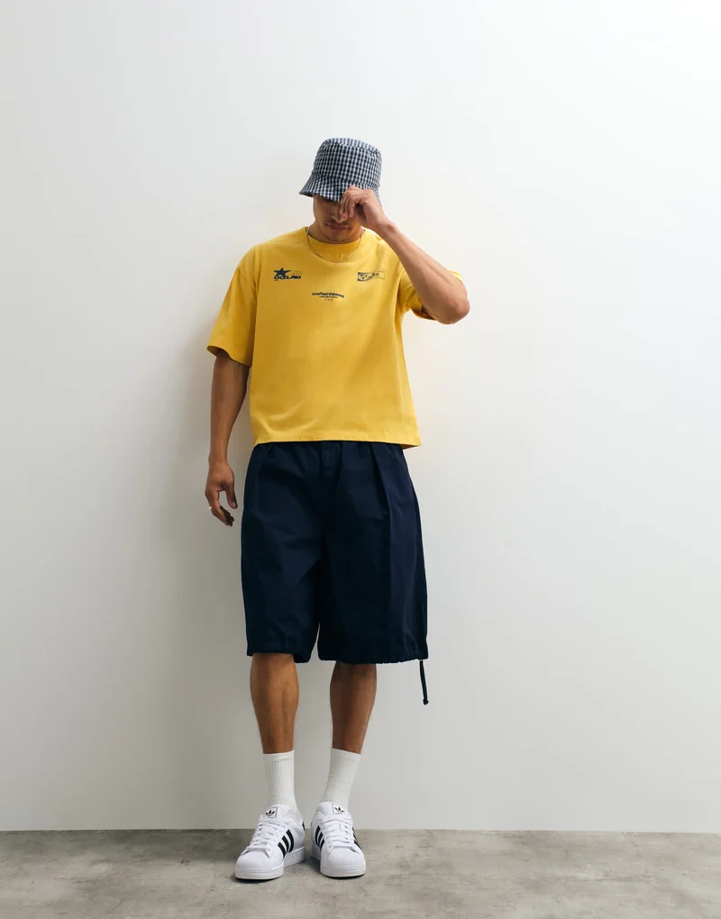 Topman balloon fit ripstop short in navy