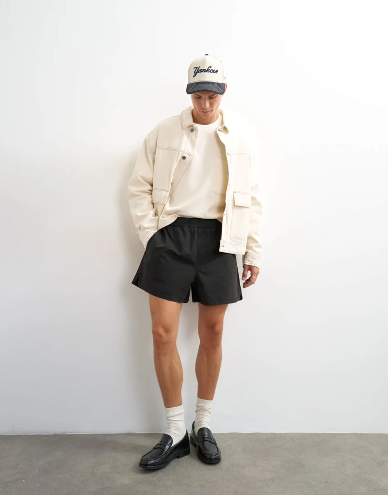 Topman micro fit short in black
