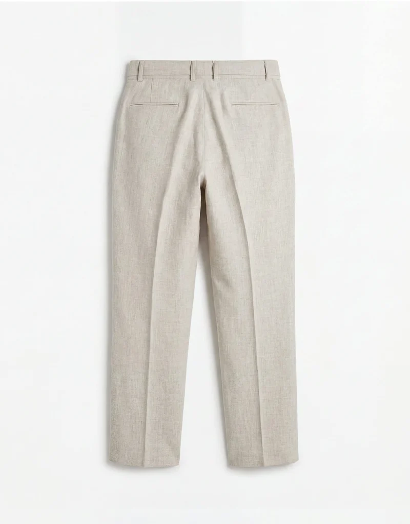 Topman wide leg belted textured trouser in stone