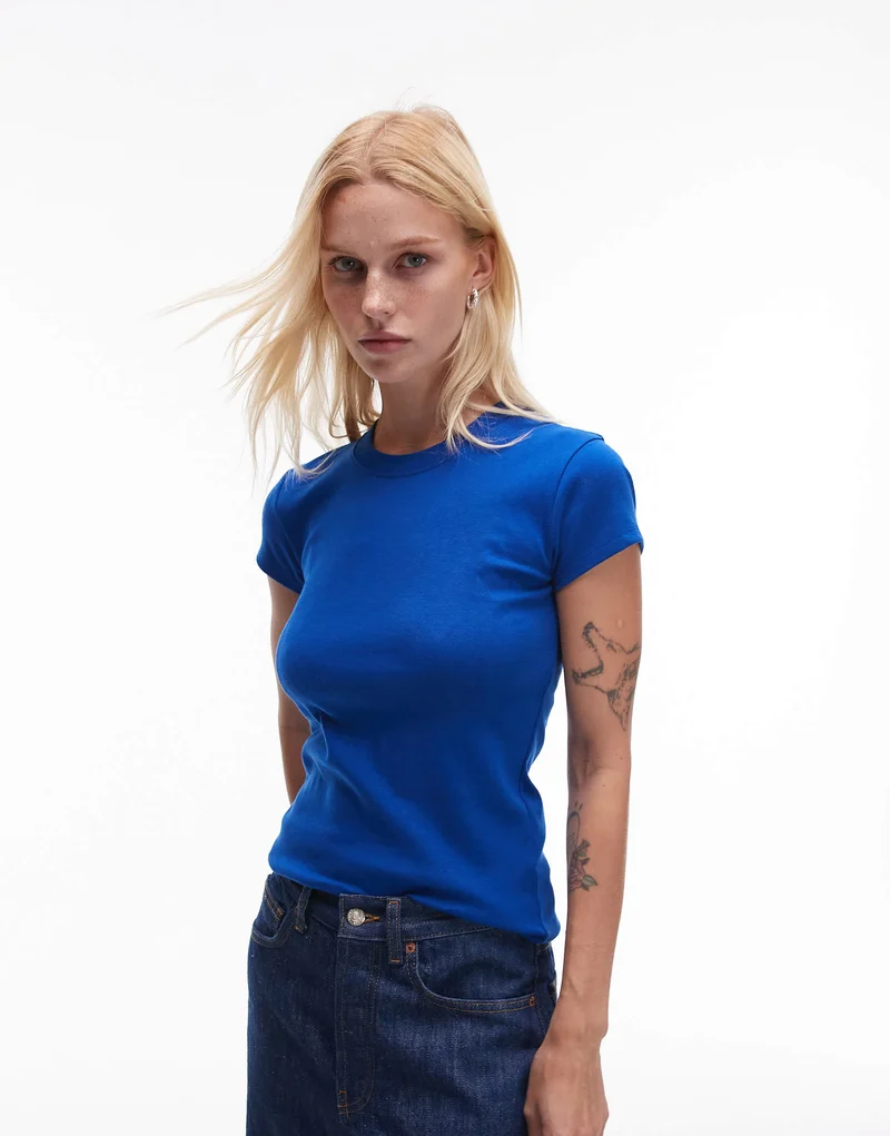 Topshop everyday tee in bright cobalt