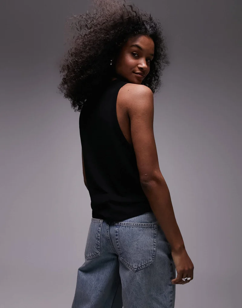 Topshop soft loose tank top in black