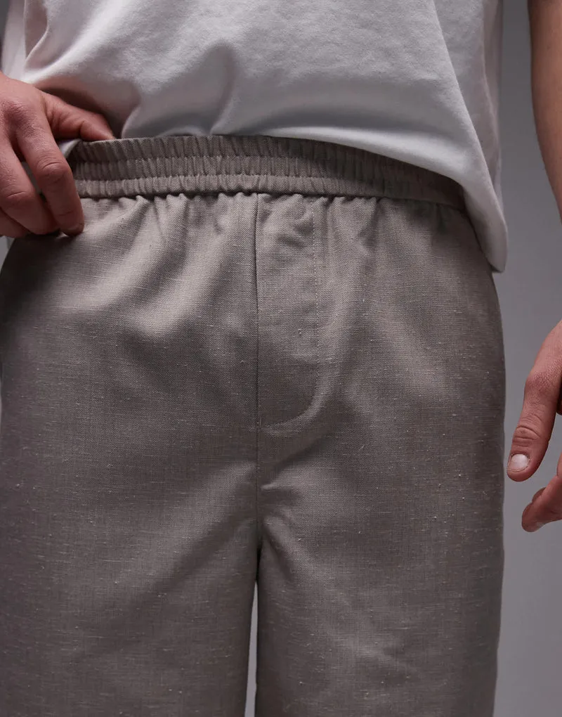 Topman linen blend short in stone