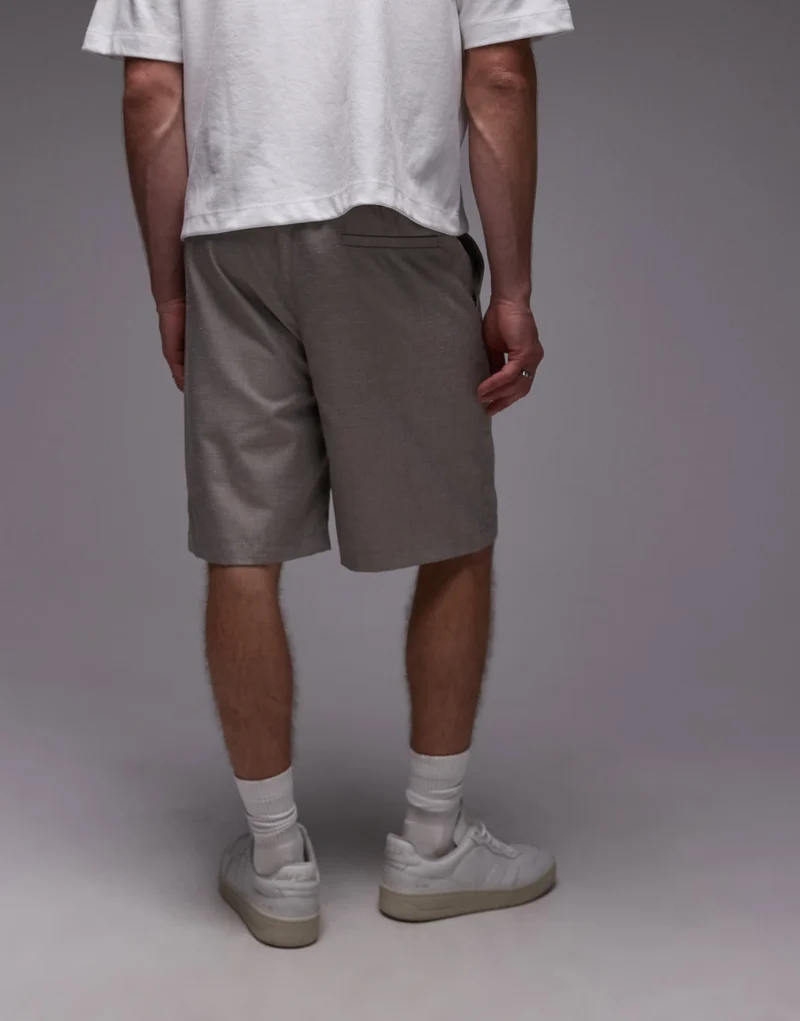 Topman linen blend short in stone