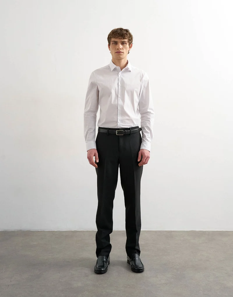 Topman slim fit long sleeve formal stretch shirt in white