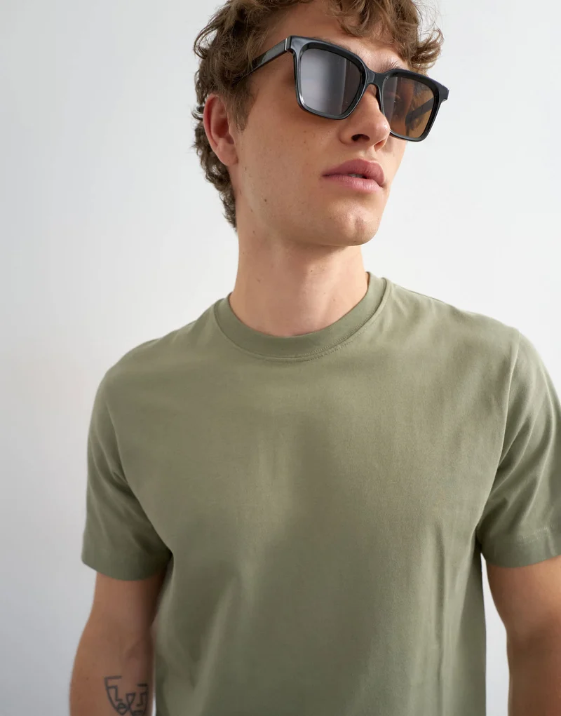Topman classic fit t-shirt in khaki