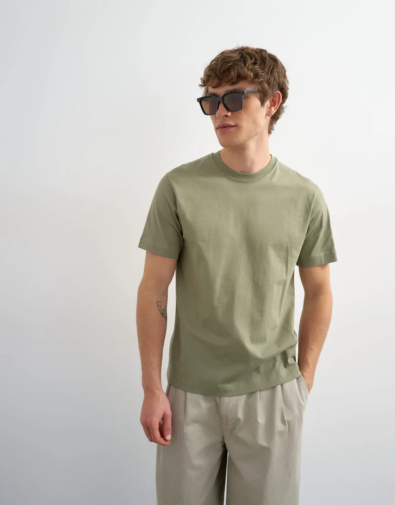 Topman classic fit t-shirt in khaki