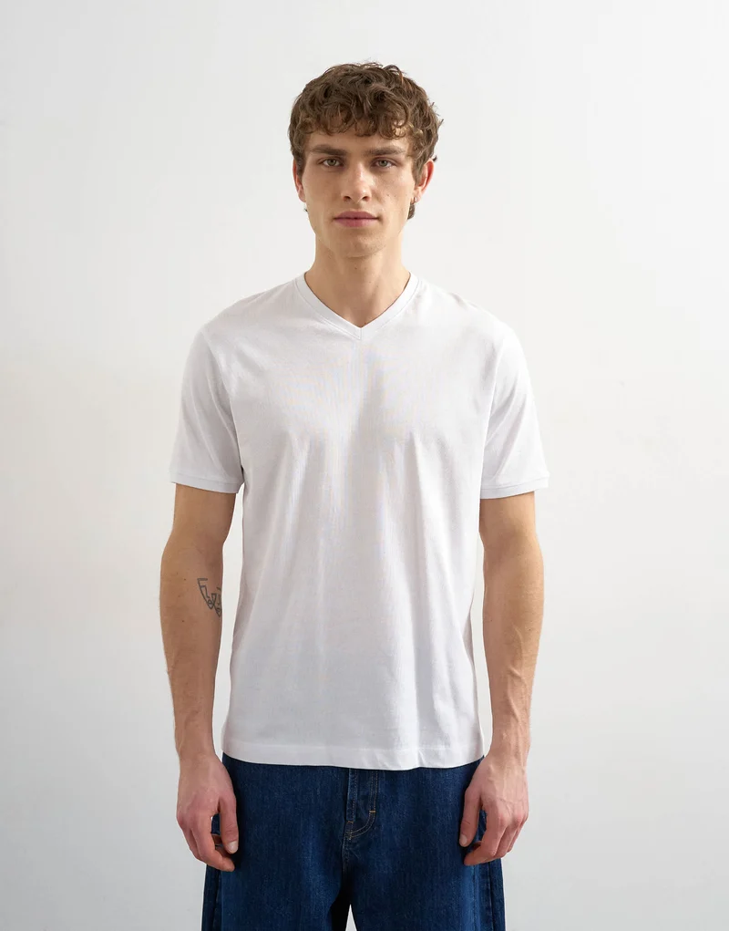 Topman classic fit v neck t-shirt in white
