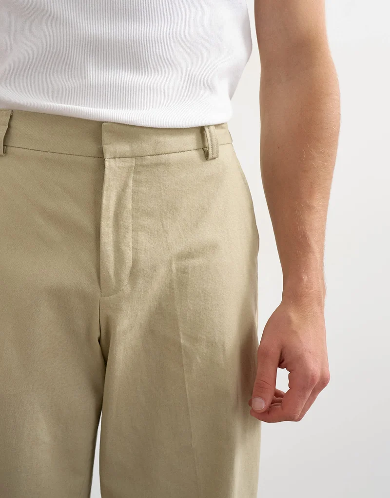 Topman wide leg linen rich trouser in beige