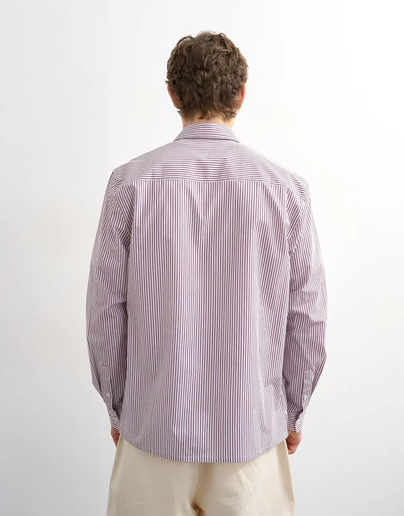 Topman relaxed fit stripe shirt in purple