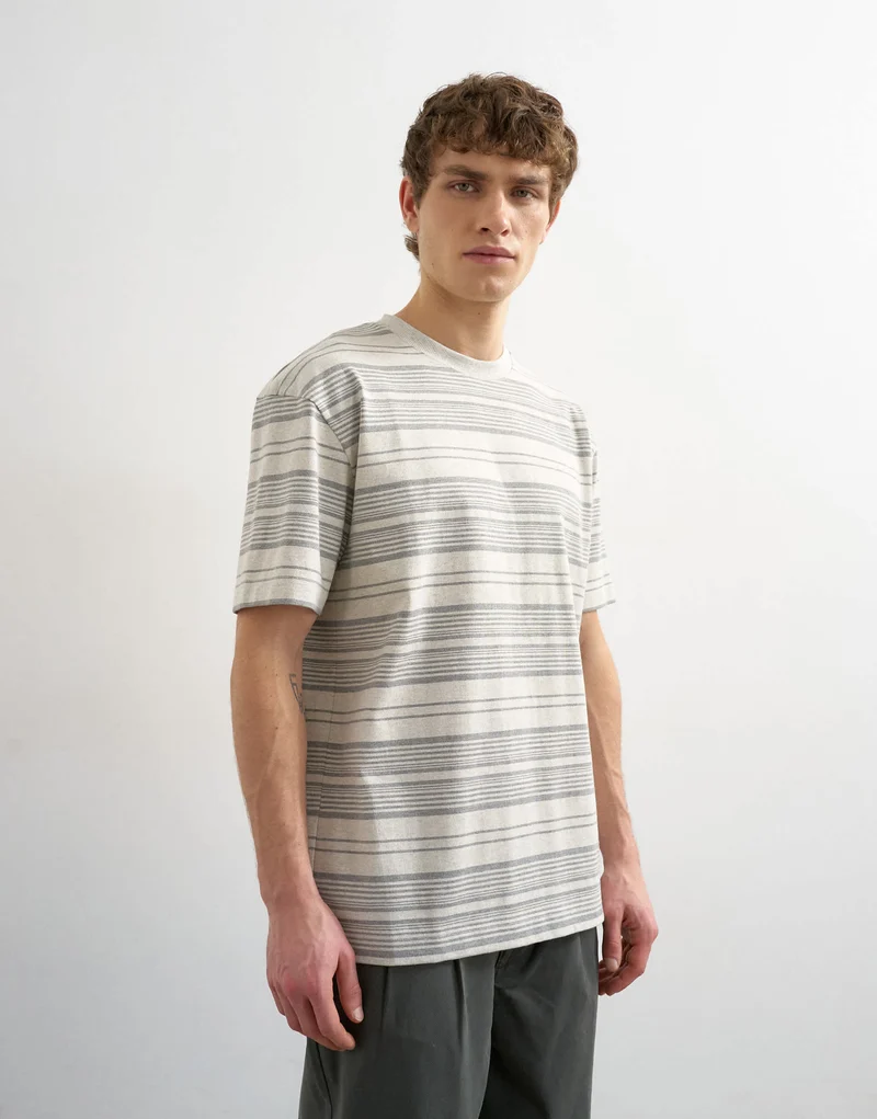 Topman relaxed fit stripe t-shirt in grey