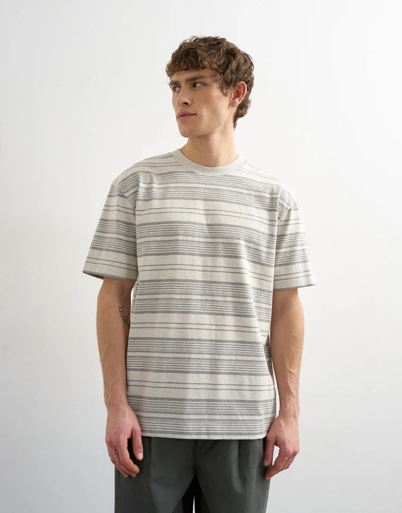 Topman relaxed fit stripe t-shirt in grey