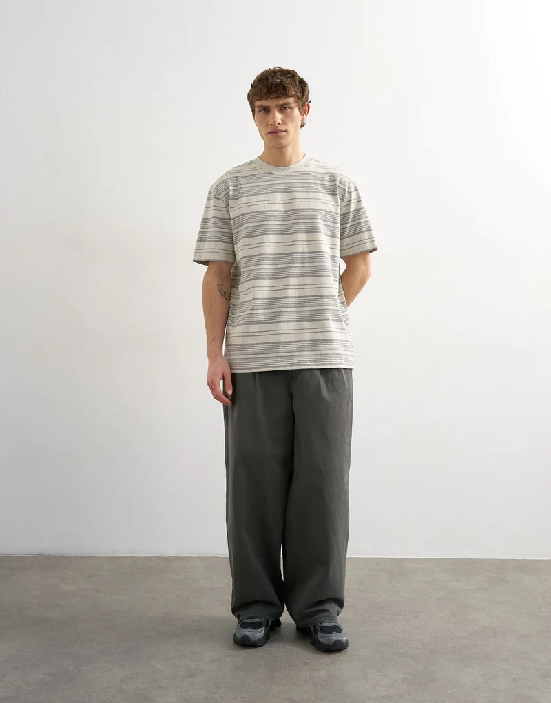 Topman relaxed fit stripe t-shirt in grey