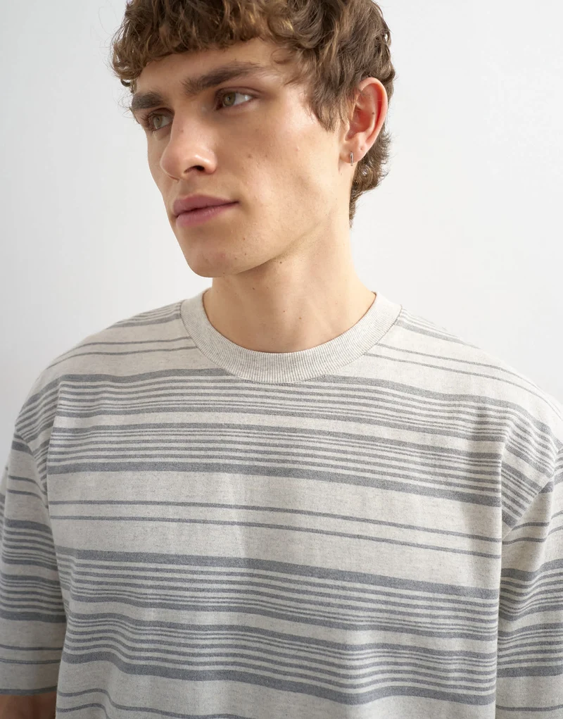 Topman relaxed fit stripe t-shirt in grey