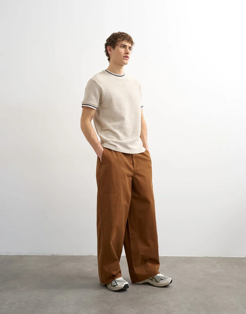 Topman baggy fit trousers with side pockets in brown