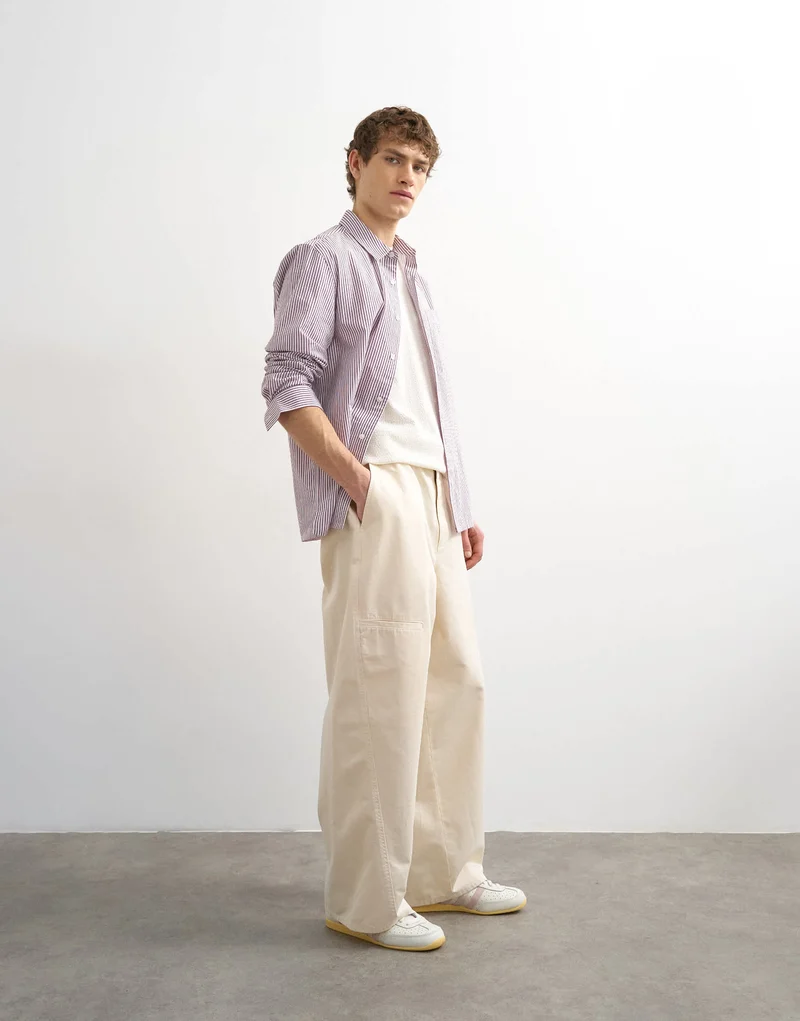 Topman baggy fit trousers with side pockets in cream