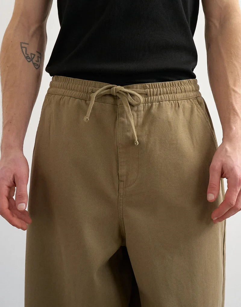 Topman baggy fit herringbone trousers in khaki