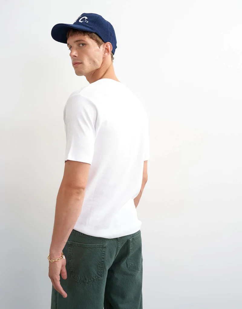 Topman classic fit ribbed henley t-shirt in white