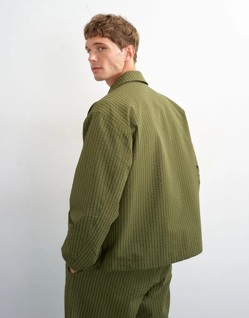 Topman oversized fit nylon ripstop harrington jacket in green