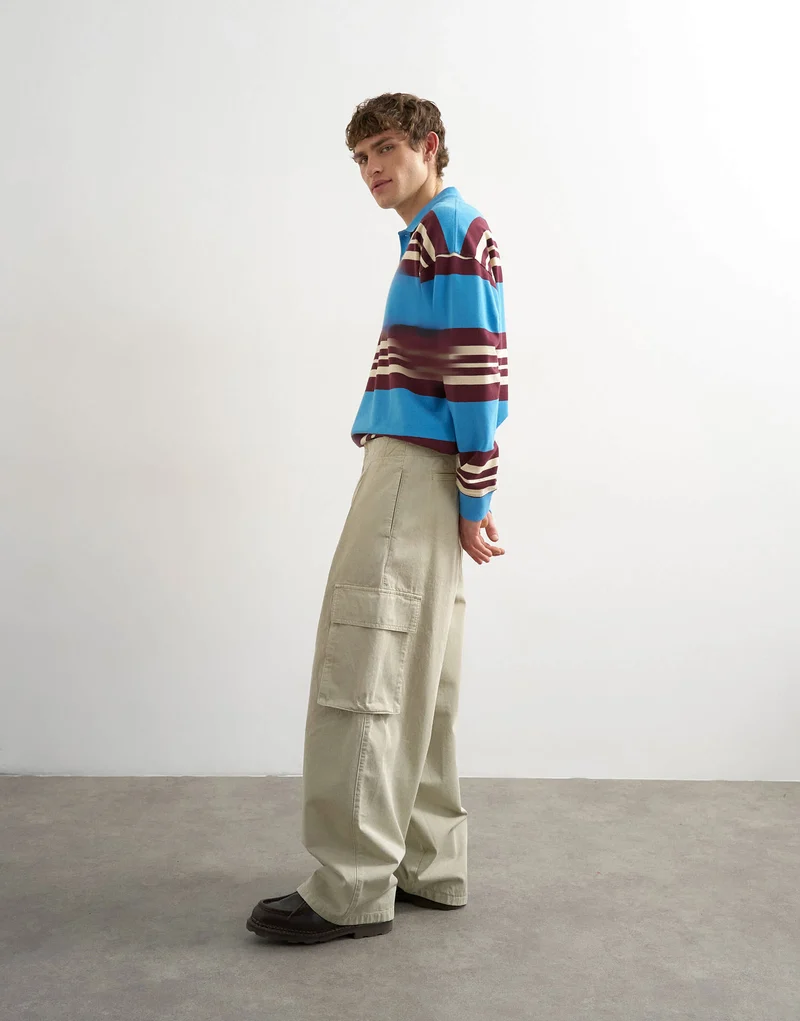 Topman baggy fit cargo trouser in stone