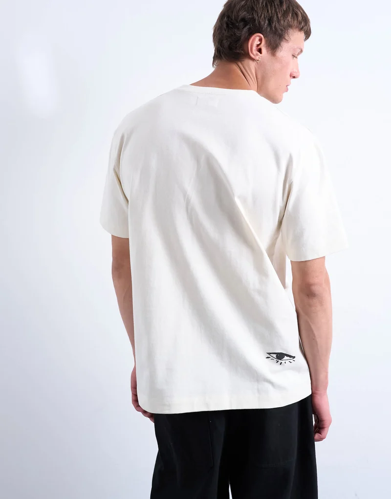 Topman relaxed fit t-shirt with front and back Mothers Keeper print in ecru