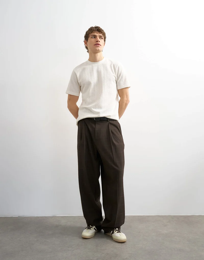 Topman classic fit textured t-shirt in cream