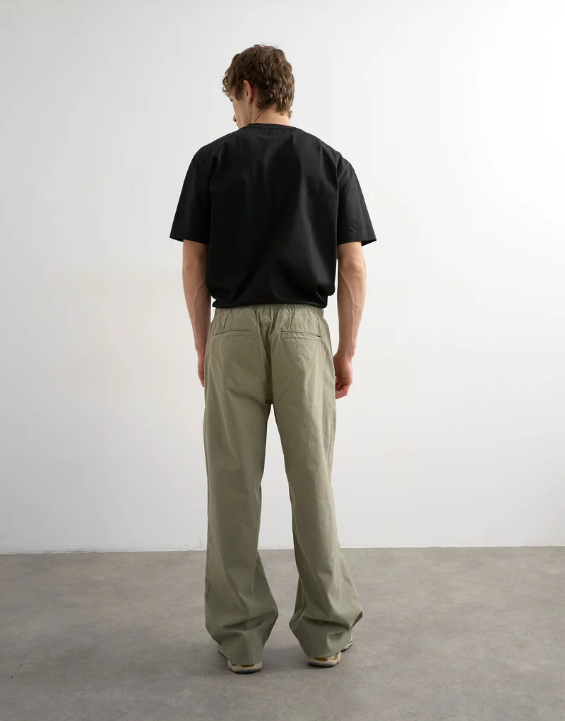 Topman baggy fit canvas cargo trouser in olive green