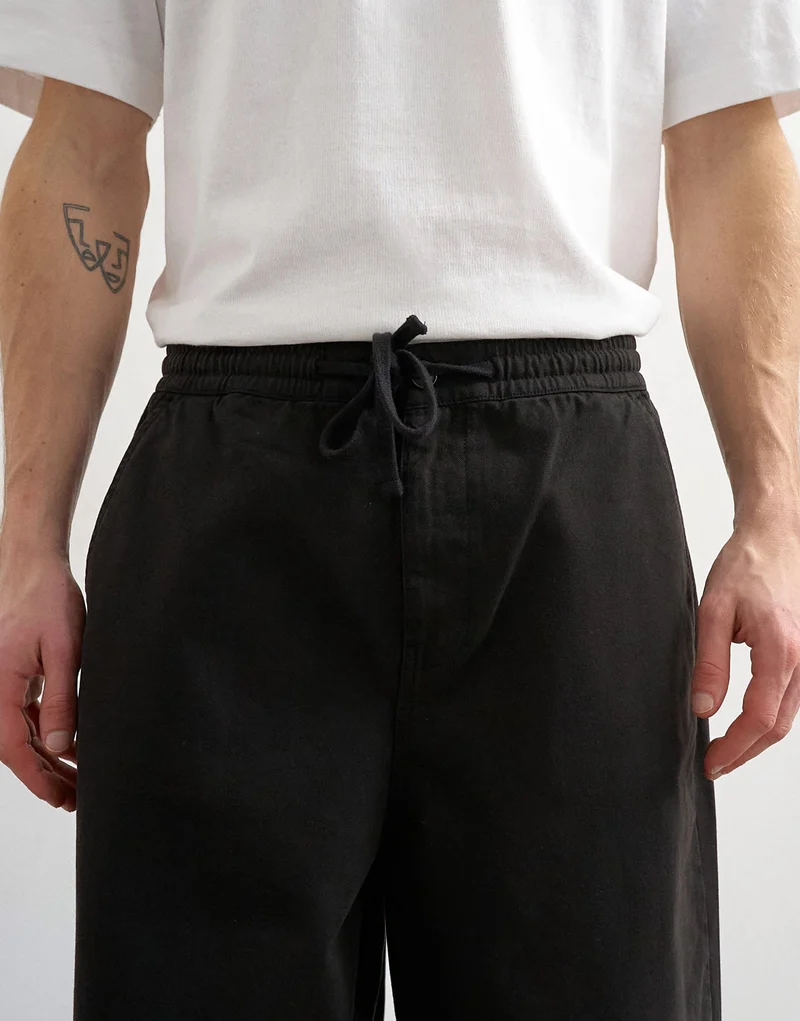 Topman baggy fit herringbone trousers in black