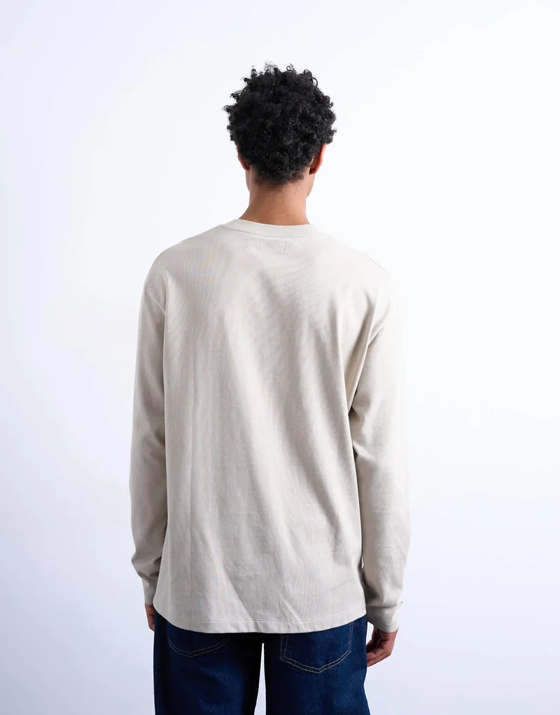 Topman relaxed fit long sleeve t shirt in stone