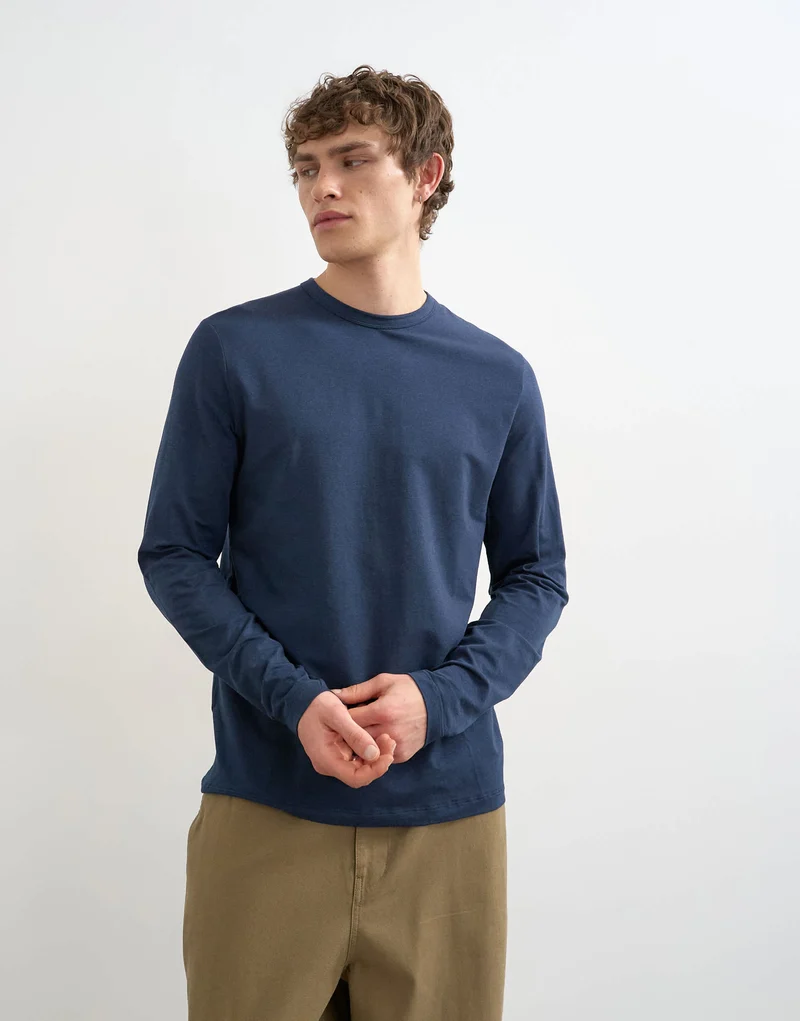 Topman lightweight long sleeve tee in navy