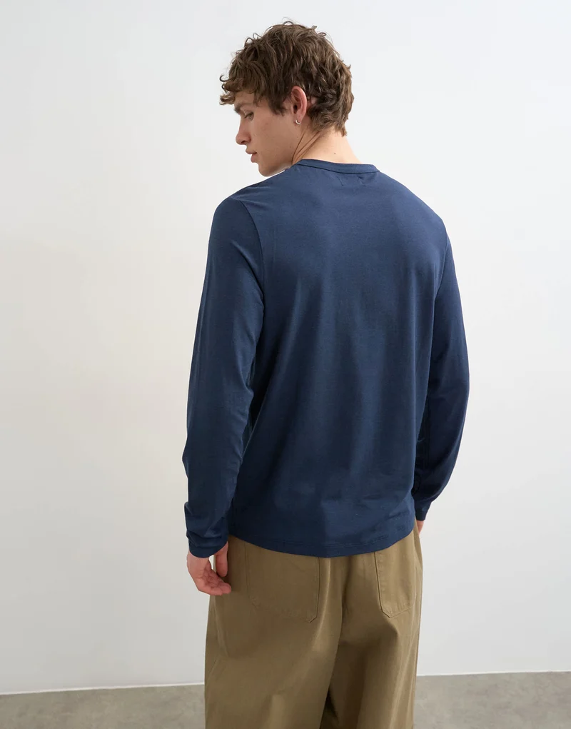 Topman lightweight long sleeve tee in navy