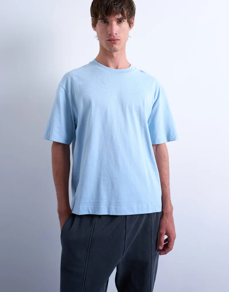 Topman cropped fit t-shirt in light blue