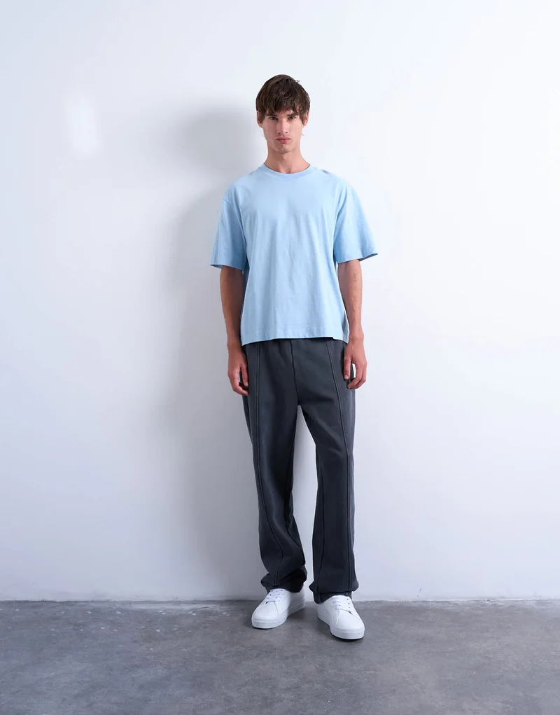 Topman cropped fit t-shirt in light blue