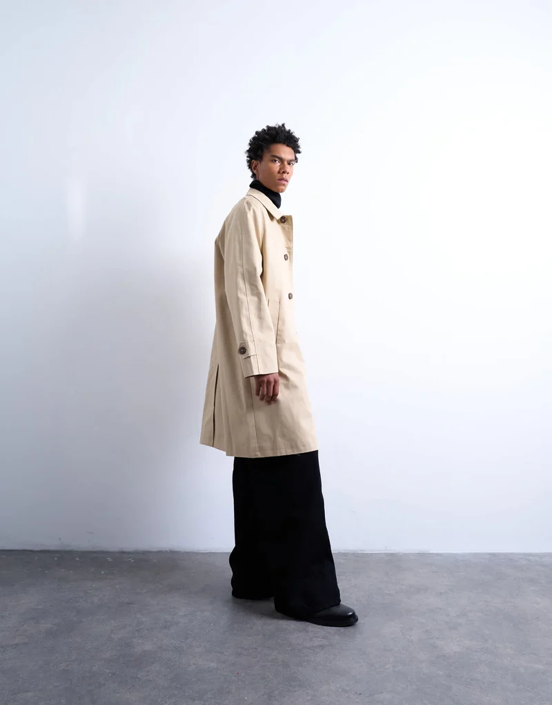 Topman cotton mac in stone