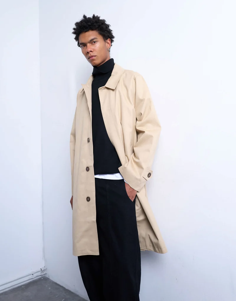 Topman cotton mac in stone